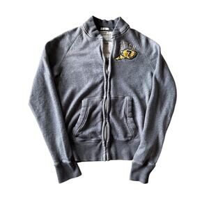 Y2K Abercrombie & Fitch Gray Muscle Medium Embroidered Logo Sweat Jacket